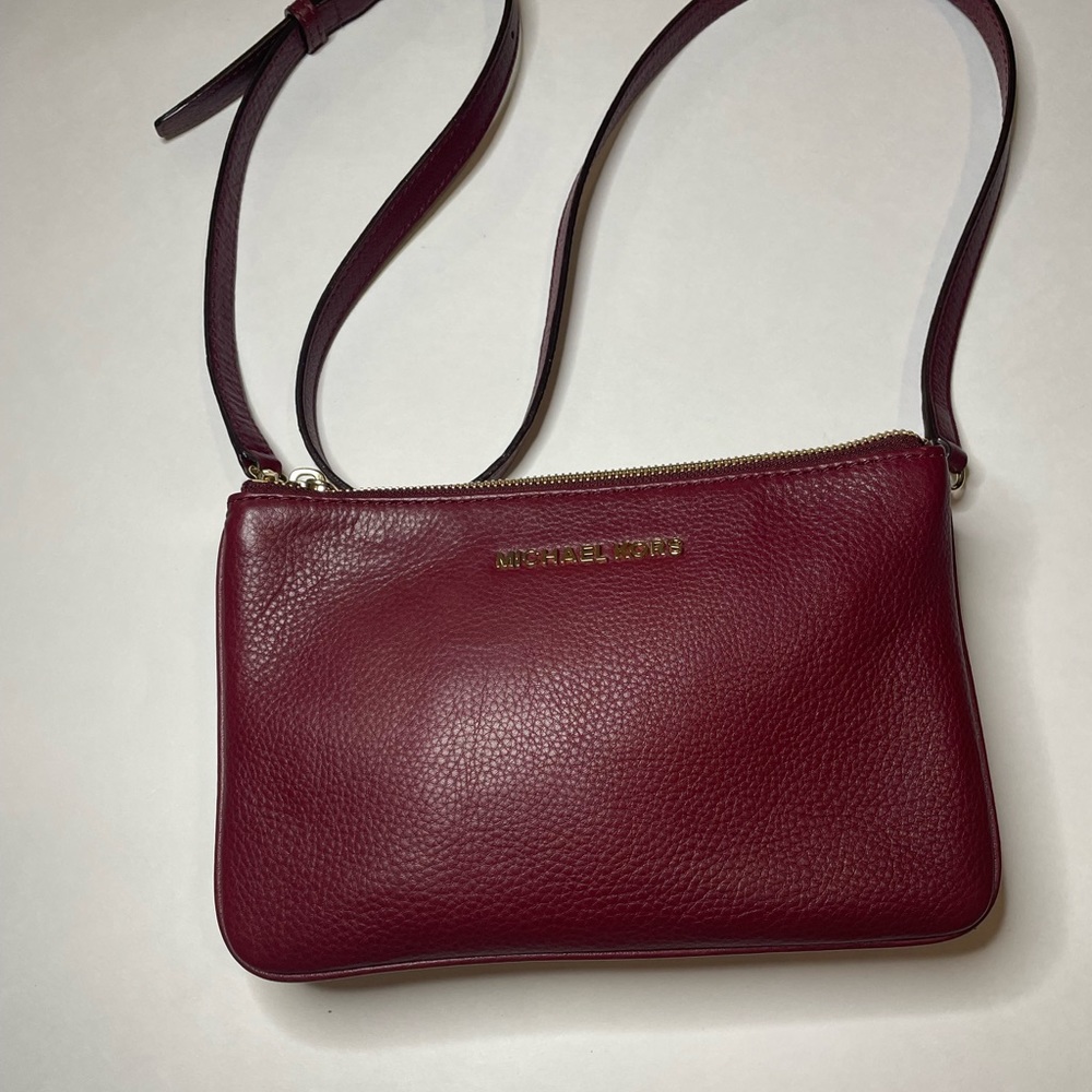 Michael Kors Burgundy Trio Triple Zip Jet Set Crossbody